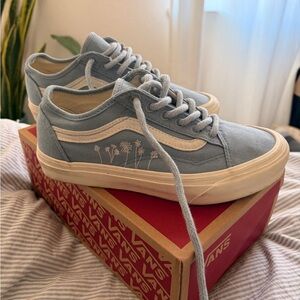 Vans Light Blue Sneakers with White Floral Design